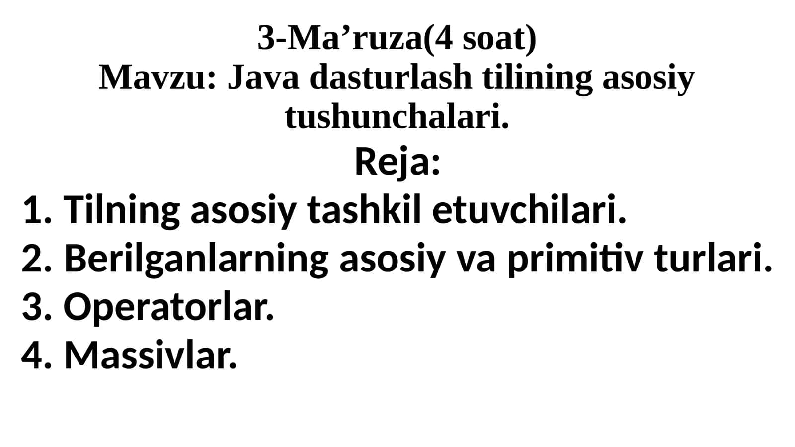 Javadasturlashtilining asosiy tushunchalari 1