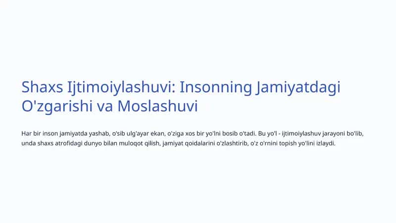 Shaxs Ijtimoiylashuvi 1