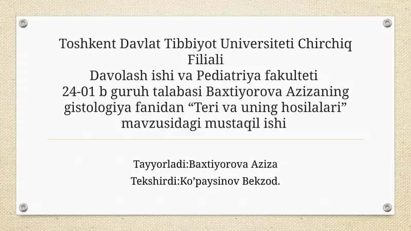 Teri va uning hosilalari 1