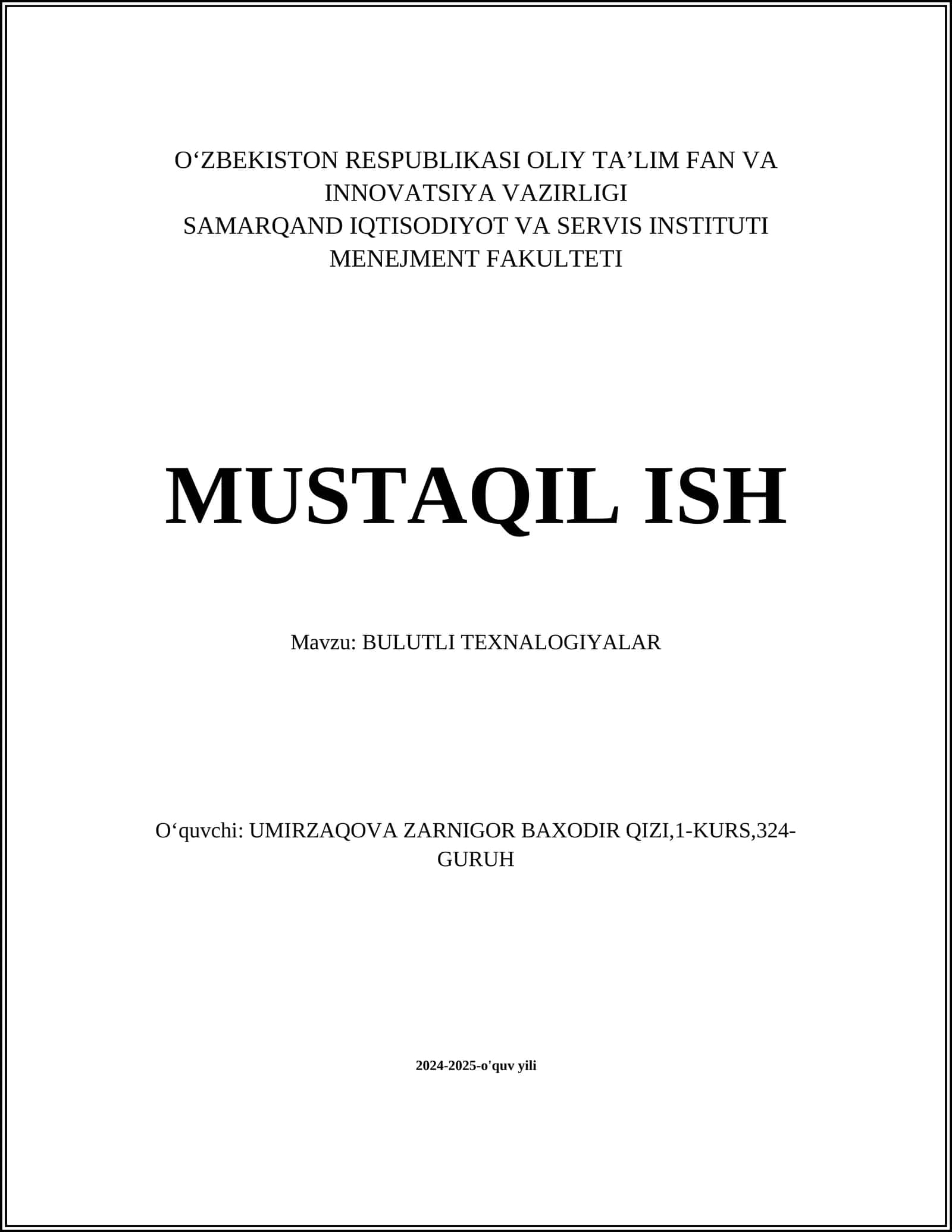 BULUTLI TEXNALOGIYALAR 1
