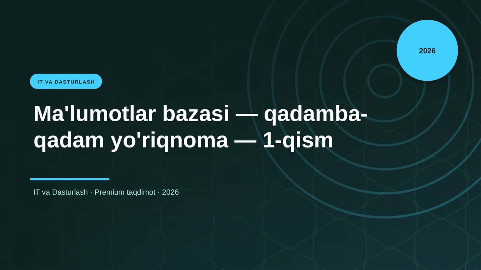Ma'lumotlar bazasi — qadamba-qadam yo'riqnoma — 1-qism 1