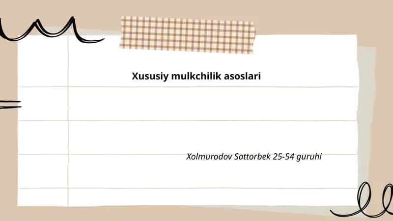 Xususiy mulkchilik asoslari 1