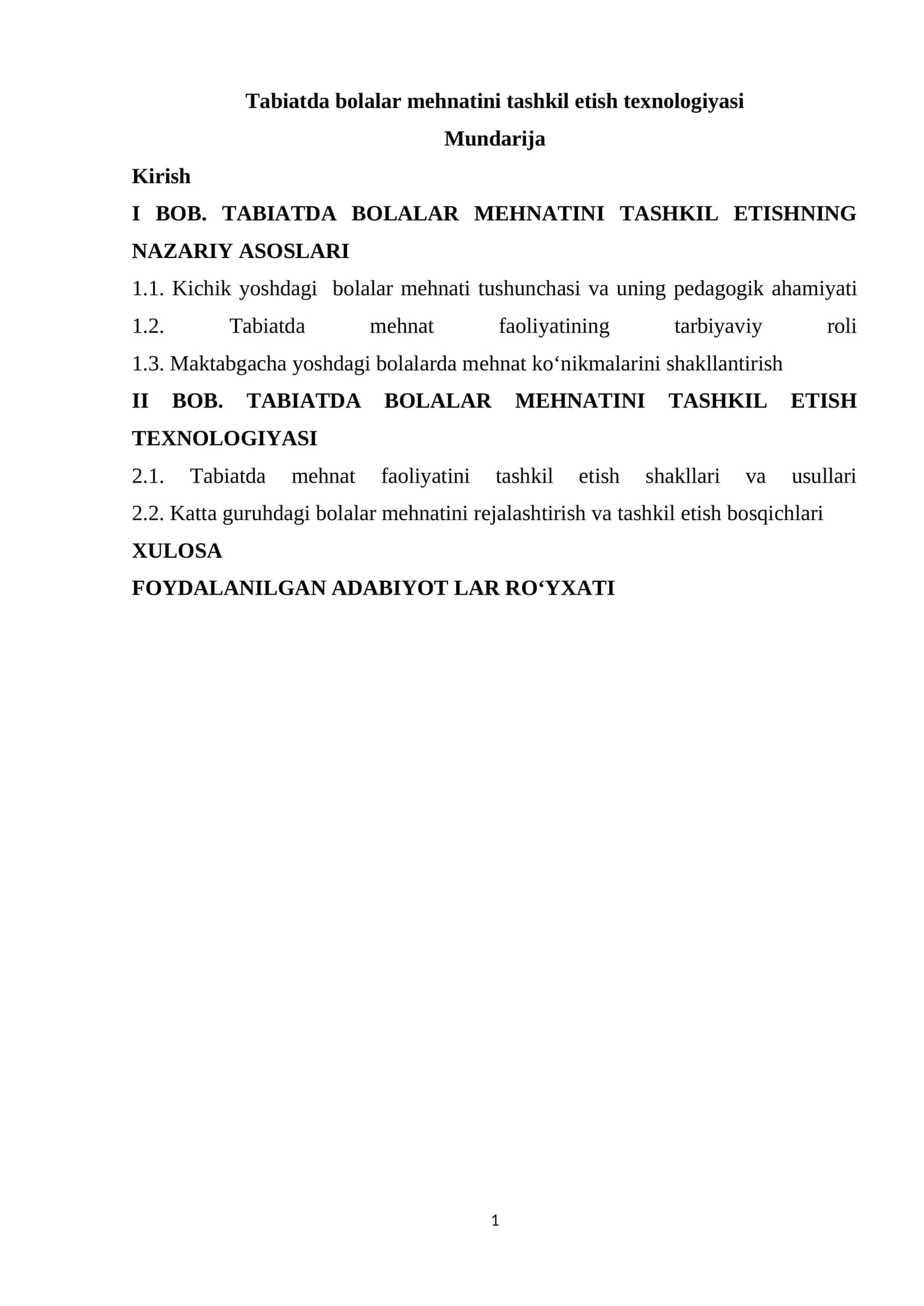 Tabiatda bolalar mehnatini tashkil etish texnologiyasi 1