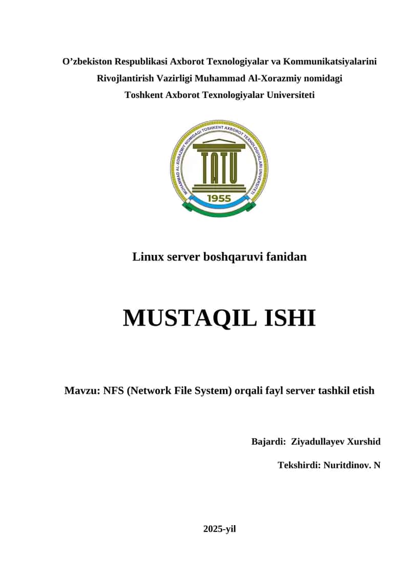 NFS (Network File System) orqali fayl server tashkil etish 1
