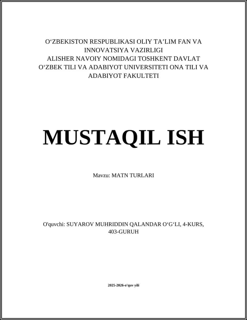 MATN TURLARI 1