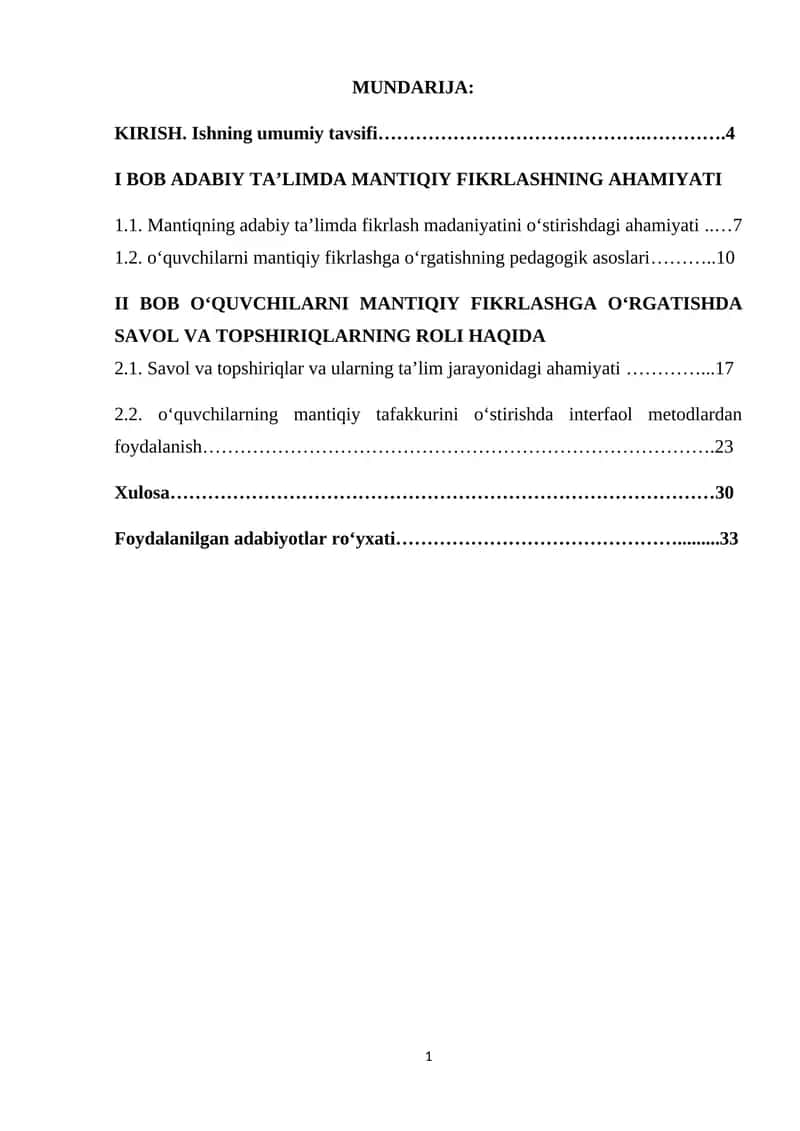 O'quvchilarni mantiqiy fikrlashni o'rgatishda savol va topshiriqlarning ahamiyati 1