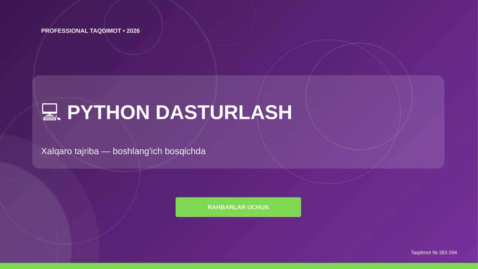 PYTHON DASTURLASH 1