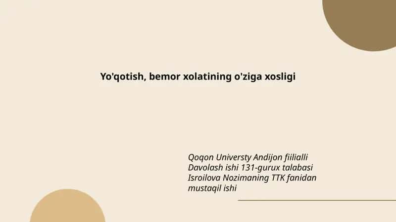 Yo'qotish sabablari 1