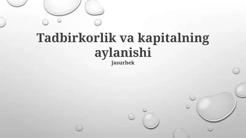 Tadbirkorlik va kapitalning aylanishi 1