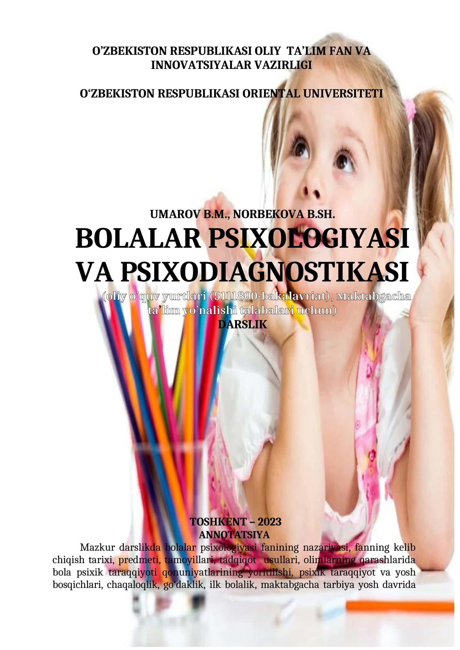 BOLALAR PSIXOLOGIYASI VA PSIXODIAGNOSTIKASI 1