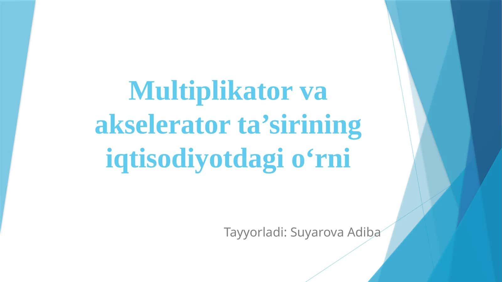 Multiplikatorvaakseleratorta’siriningiqtisodiyotdagio‘rni 1