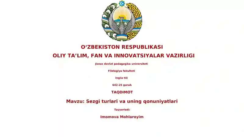 Sezgi turlari va uning qonuniyatlari