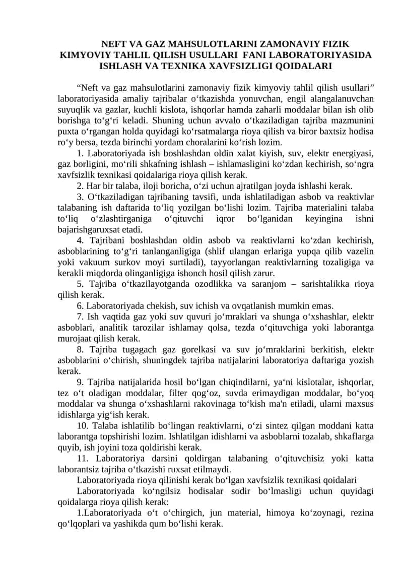 Neft va Gaz Mahsulotlarini Zamonaviy Fizik Kimyoviy Tahlil Qilish Usullari 1
