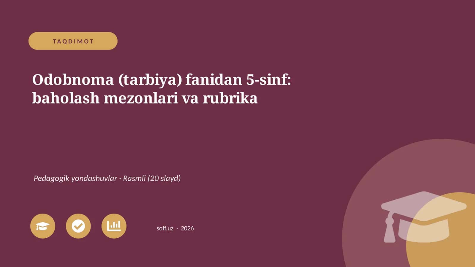 Odobnoma (tarbiya) fanidan 5-sinf: baholash mezonlari va rubrika 1