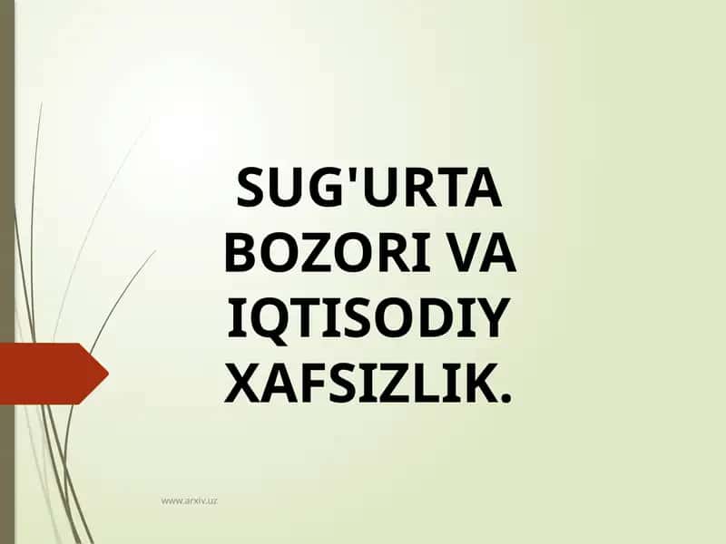 Sug'urta bozori va iqtisodiy xavfsizlik mavzusida mustaqil ish 1