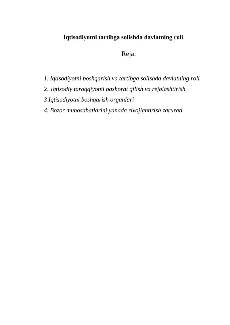 Iqtisodiyotni tartibga solishda davlatning roli 1