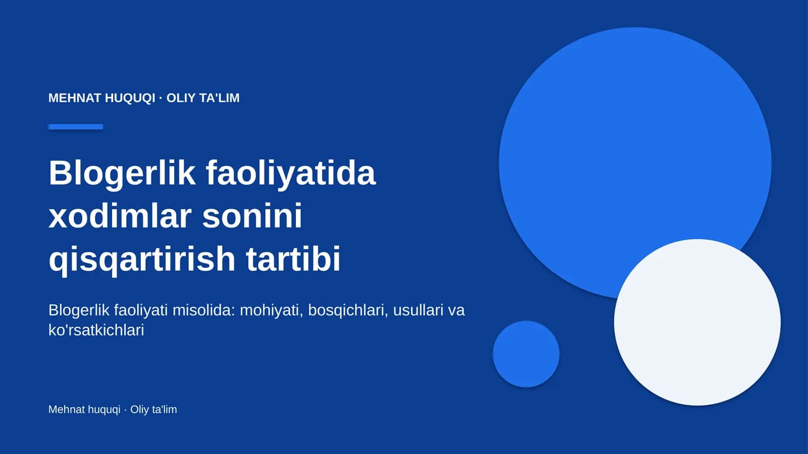Blogerlik faoliyatida xodimlar sonini qisqartirish tartibi 1