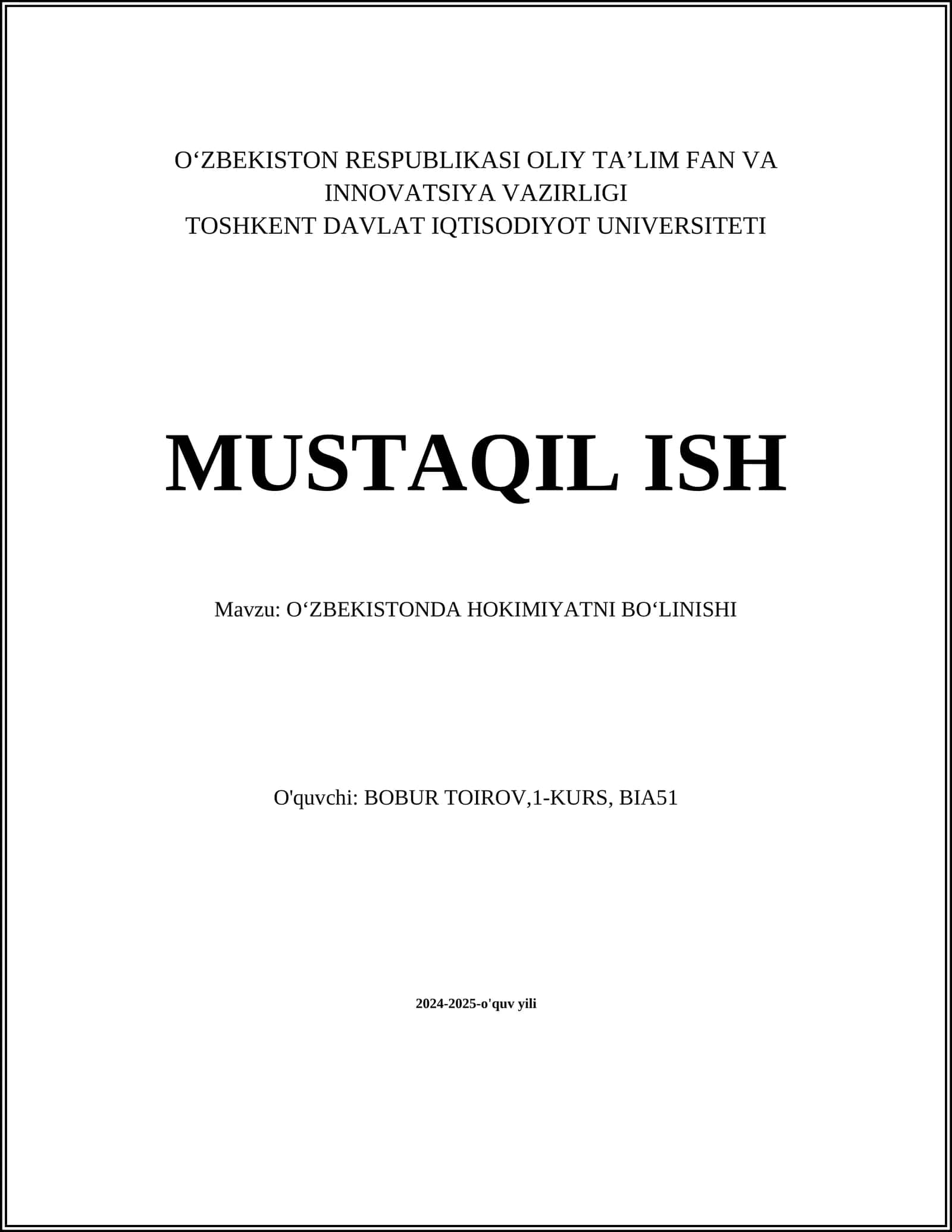 Oʻzbekistonda hokimiyatni boʻlinishi 1
