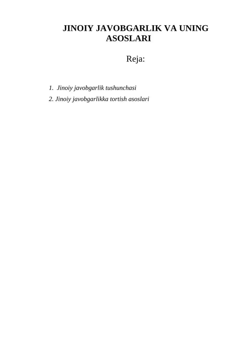 JINOIY JAVOBGARLIK VA UNING ASOSLARI 1