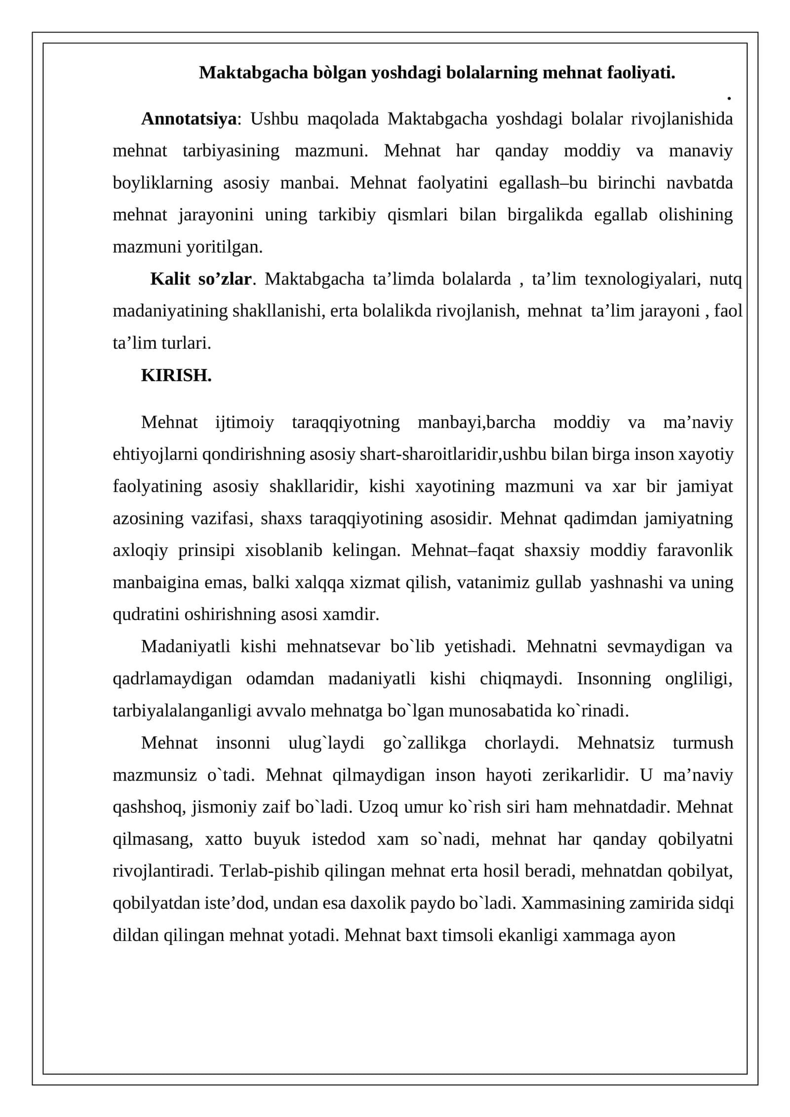 Maktabgacha bòlgan yoshdagi bolalarning mehnat faoliyati 1