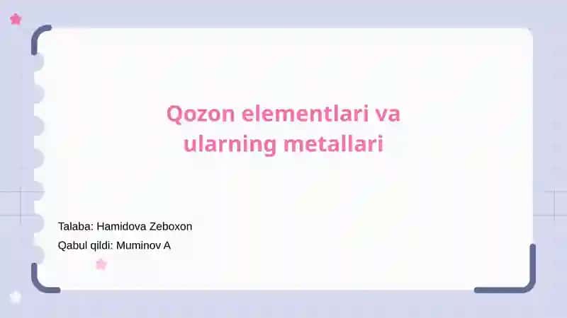 Qozon elementlari va ularning metallari 1