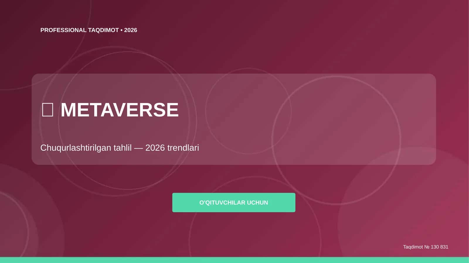 Metaverse: chuqurlashtirilgan tahlil (2026 trendlari) [o'qituvchilar uchun] 1