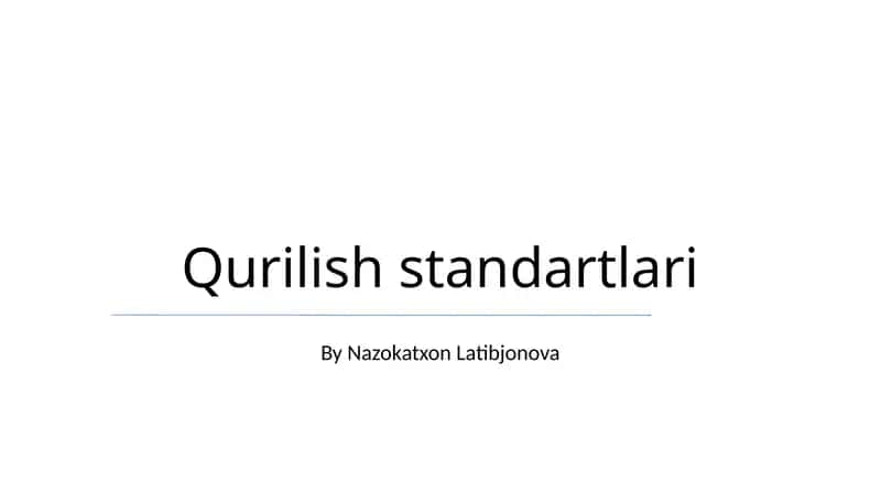 Qurilish standartlari 1