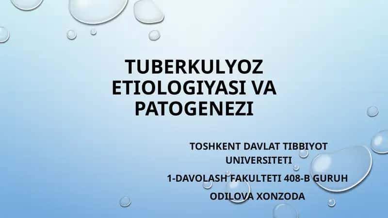 Tuberkulyozetiologiyasi va patogenezi 1