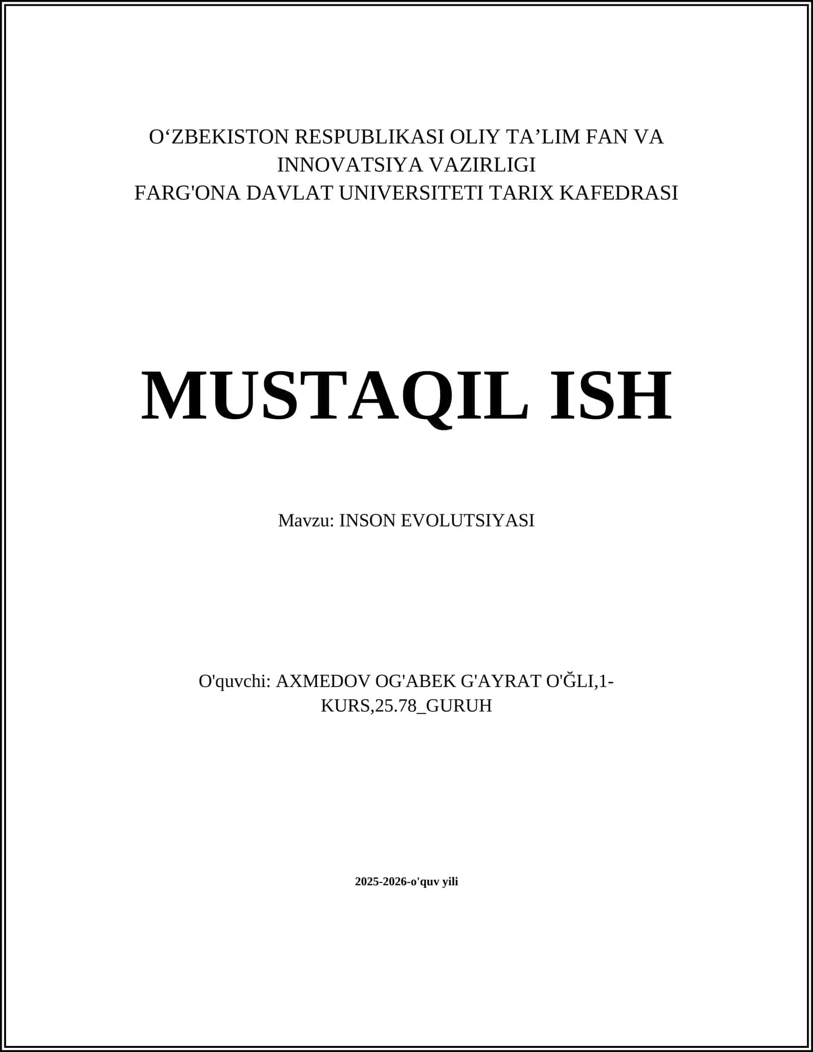 INSON EVOLUTSIYASI 1