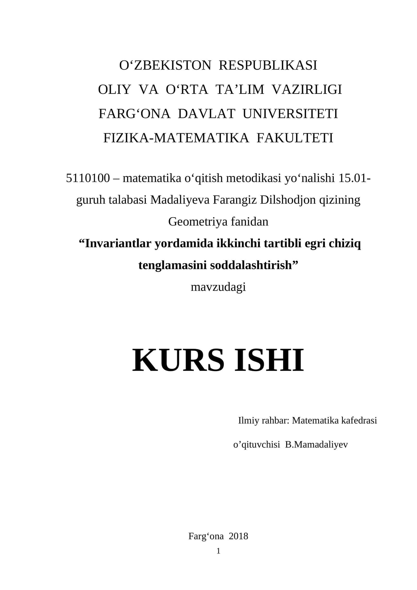 Ikkinchi tartibli egri chiziqning kanonik tenglamalari 1