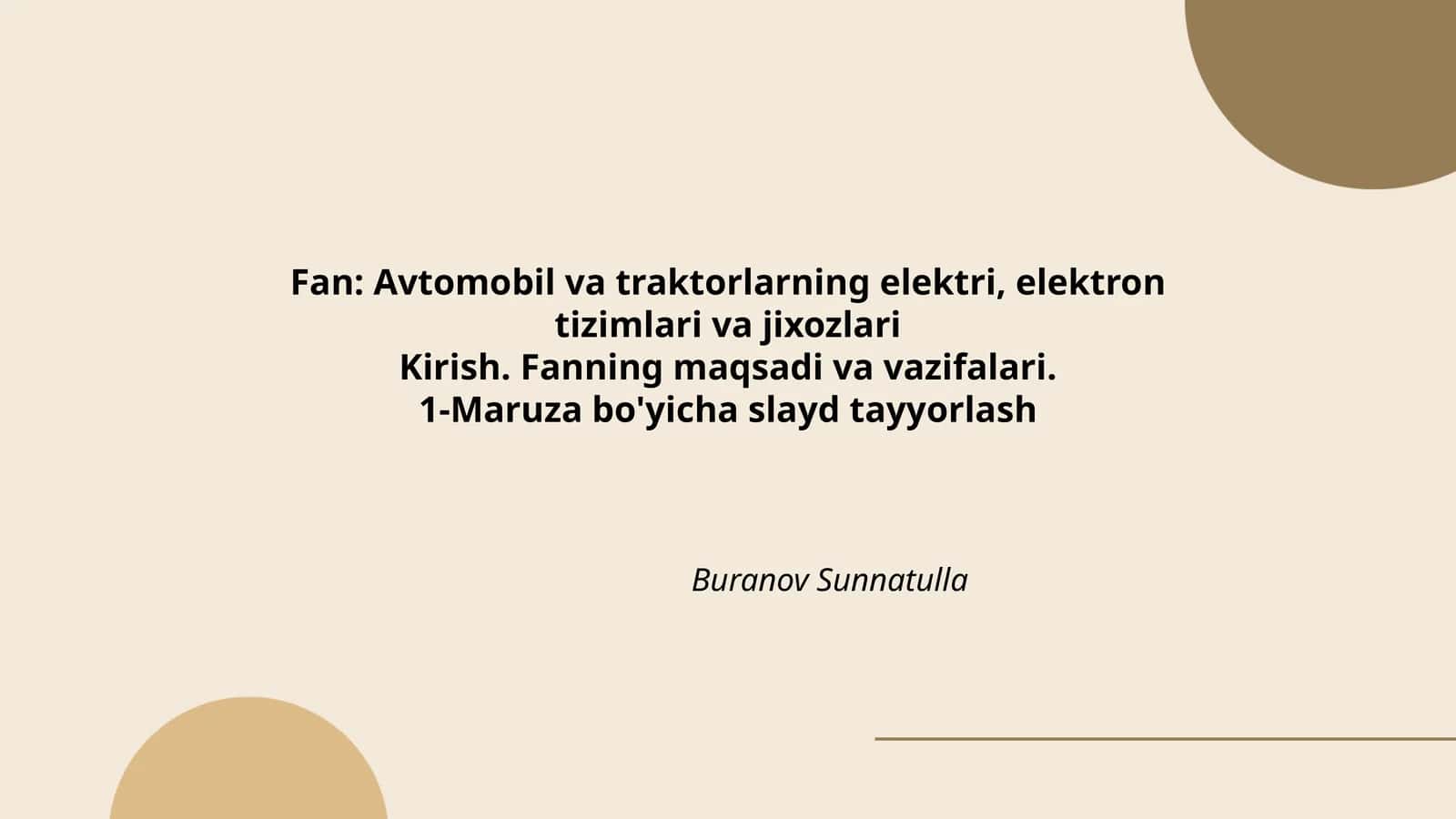 Avtomobil va traktorlarning elektri, elektron tizimlari va jixozlari 1