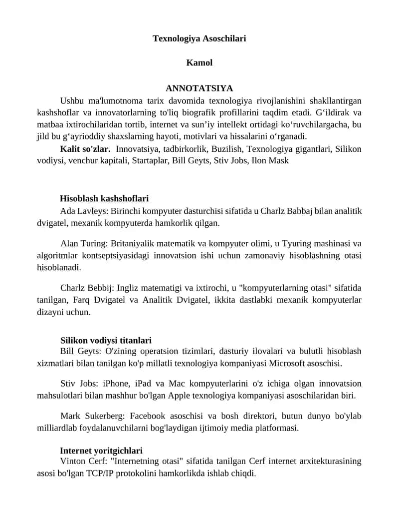 Texnologiya Asoschilari 1