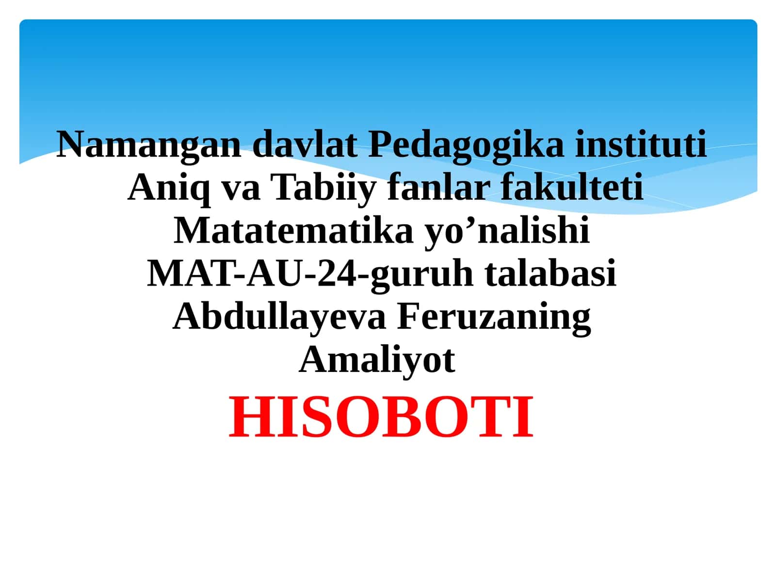 HISOBOT 1