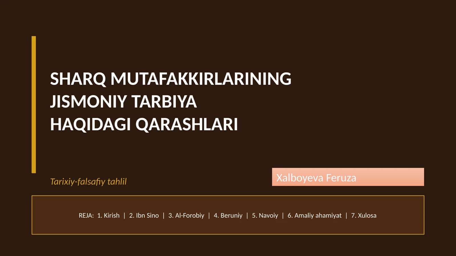SHARQ MUTAFAKKIRLARINING JISMONIY TARBIYA HAQIDAGI QARASHLARI 1