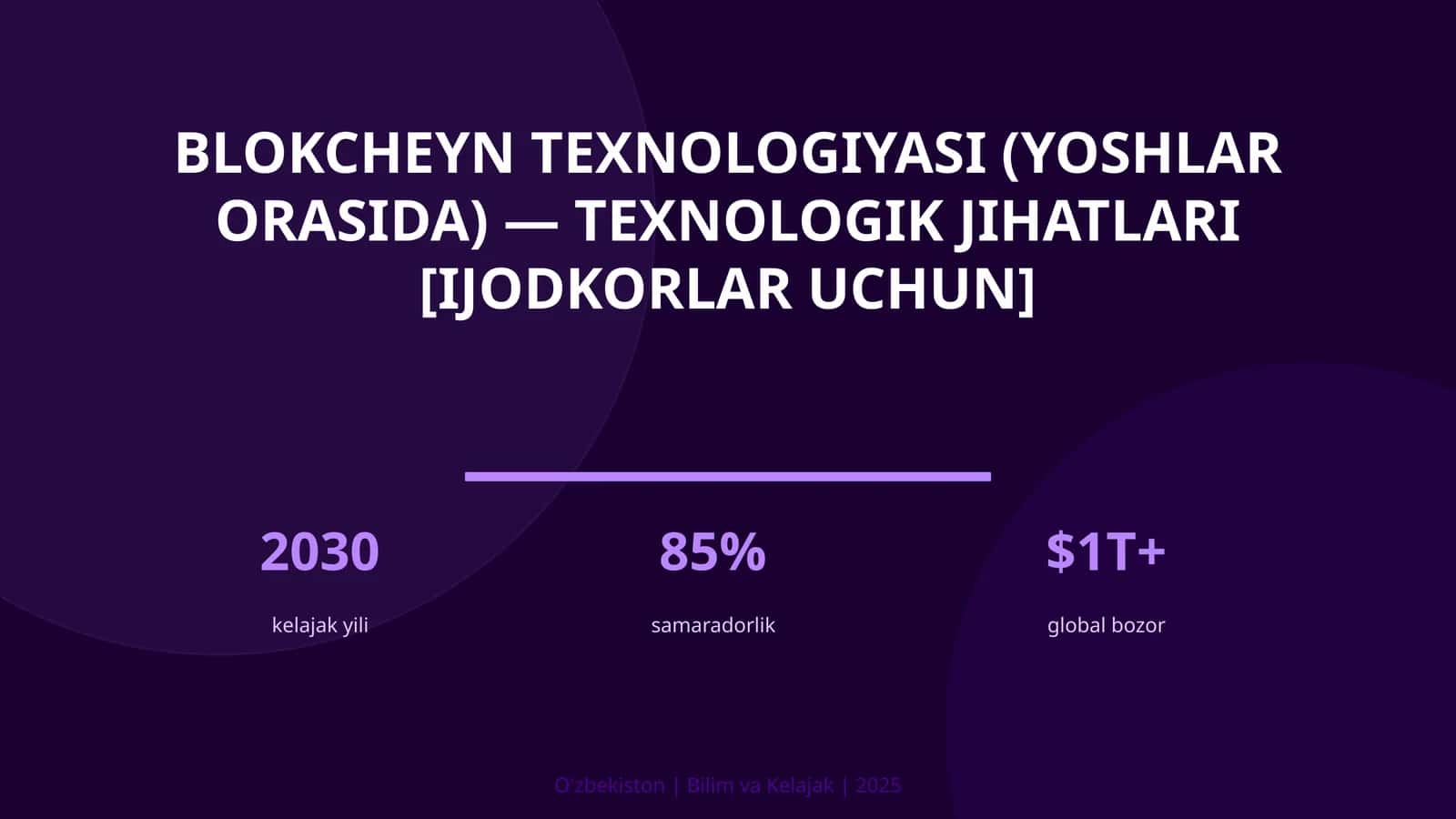 Blokcheyn Texnologiyasi (Yoshlar Orasida) - Texnologik Jihatlari [Ijodkorlar Uchun] 1