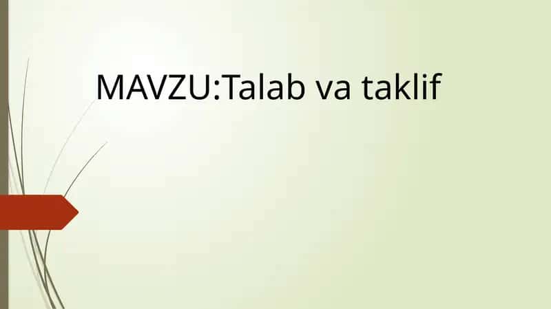 Talab va taklif 1