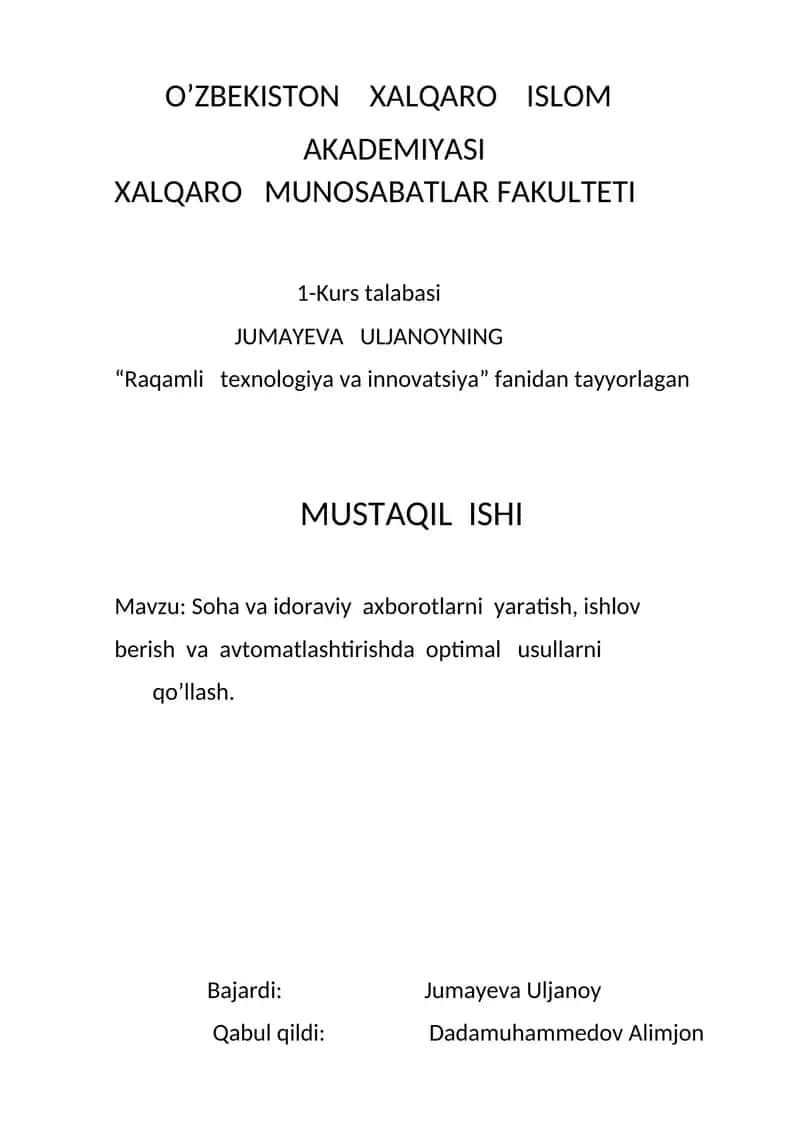 Raqamli texnologiya va innovatsiya 1