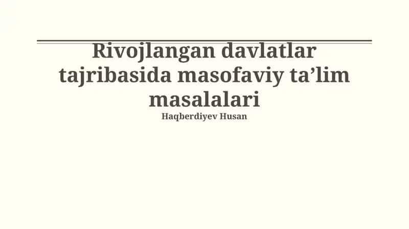 Masofaviy ta'limda baholash va monitoring tizimlari 1