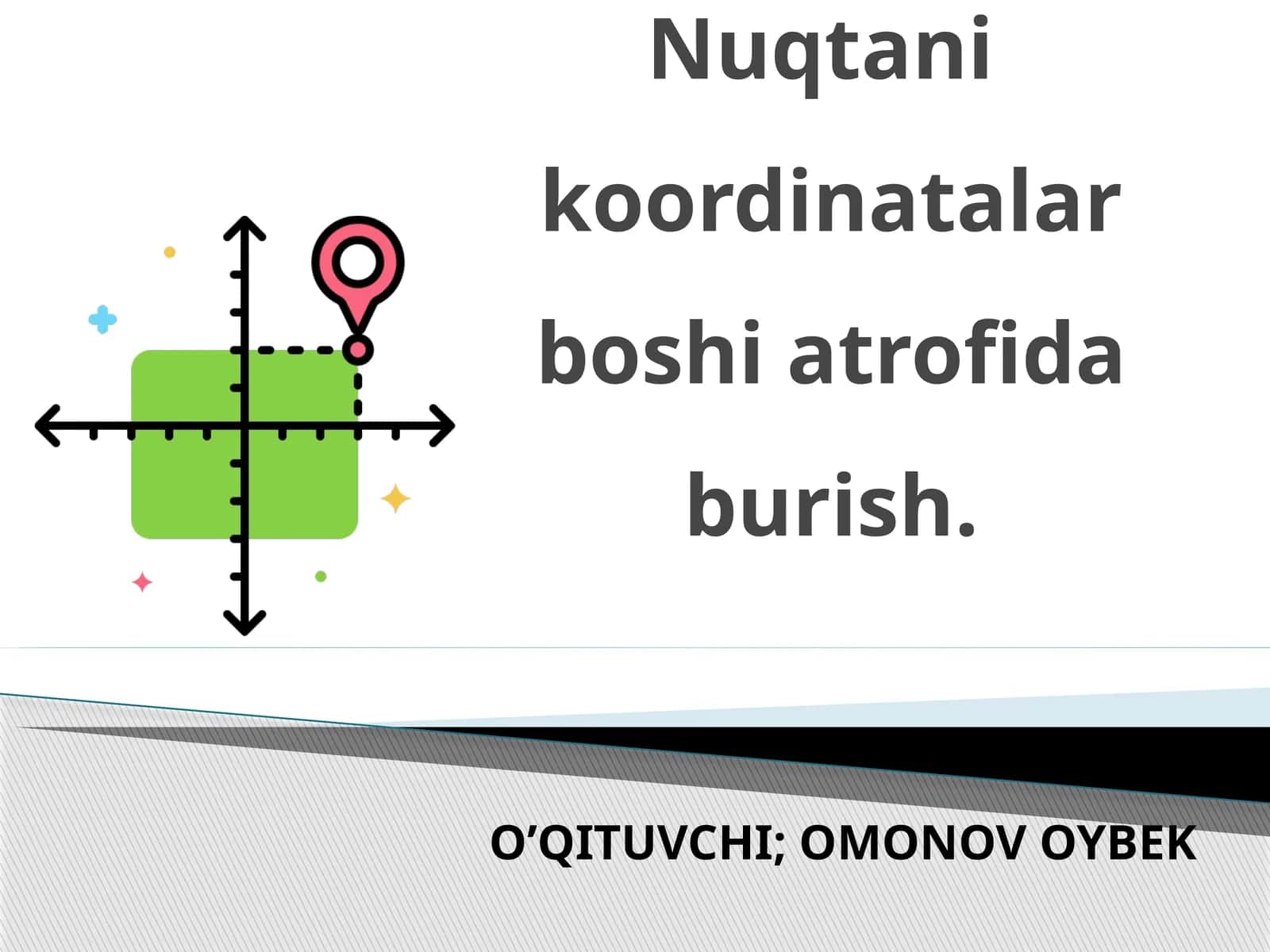 9-sinf Algebra fanidan Nuqtani koordinatalar boshi atrofida burish mavzusida ochiq dars ishlanmasi 1