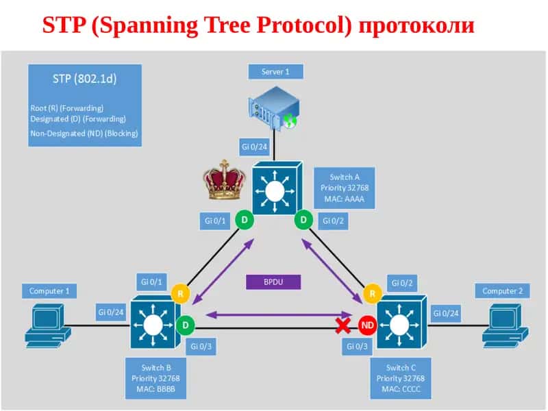 STP (Spanning Tree Protocol)протоколи 1