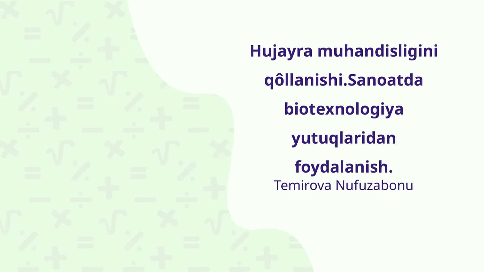Hujayra muhandisligini qôllanishi 1