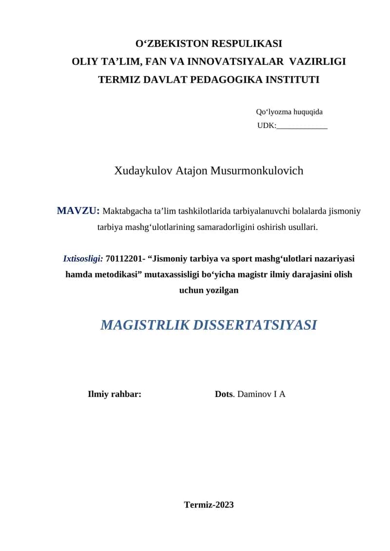 Maktabgacha ta’lim tashkilotlarida tarbiyalanuvchi bolalarda jismoniy tarbiya mashg‘ulotlarining samaradorligini oshirish usullari 1