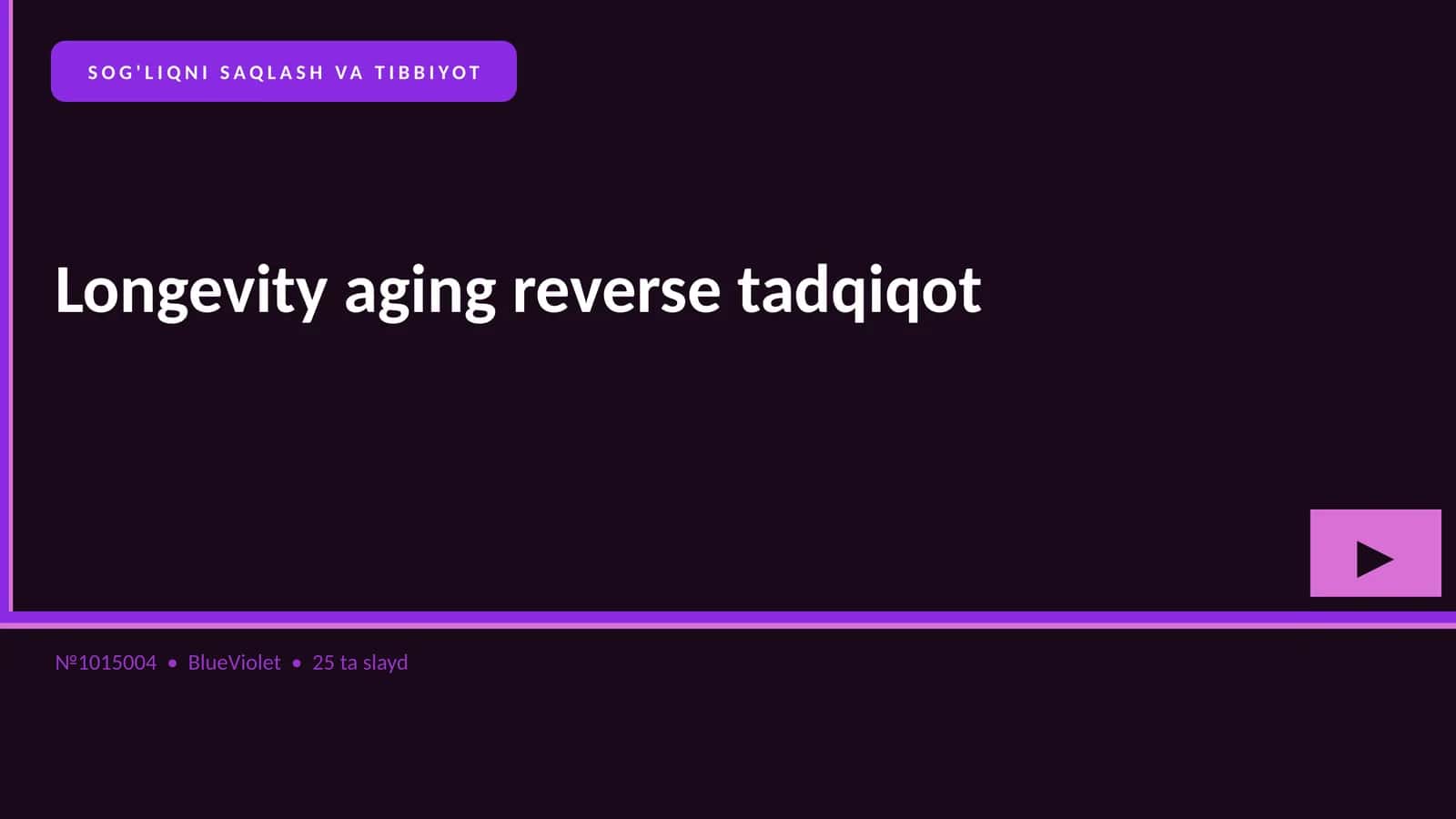 Longevity aging reverse tadqiqot 1