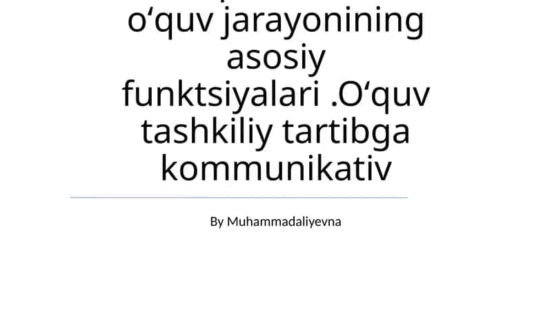 Oʻquv jarayonining boshqarilishi 1