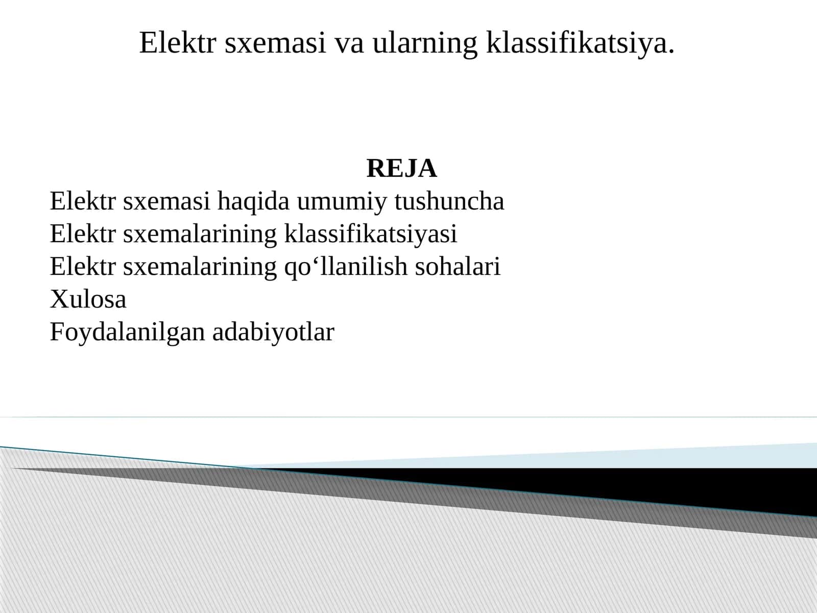 Elektr sxemasi va ularning klassifikatsiyasi 1