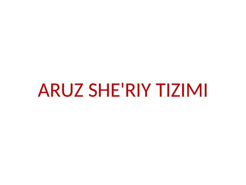 ARUZ SHE'RIY TIZIMI 1