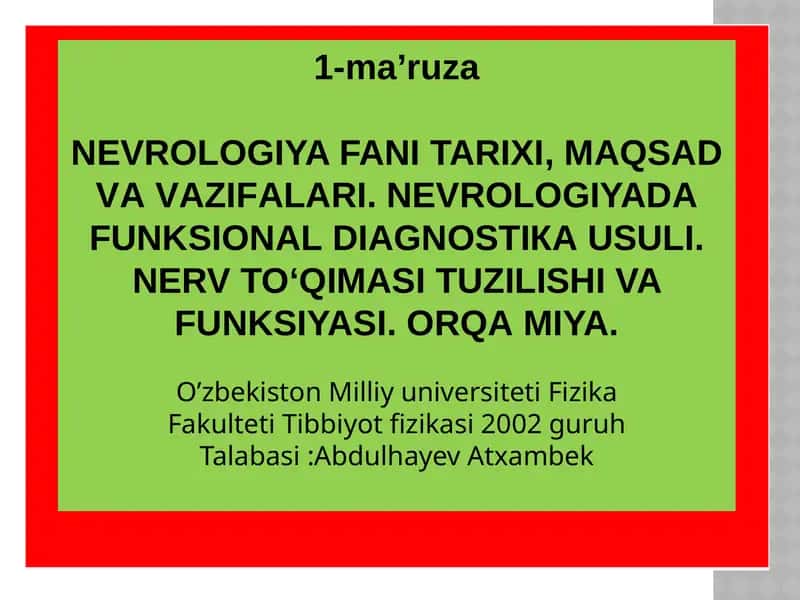NEVROLOGIYA FANI TARIXI 1