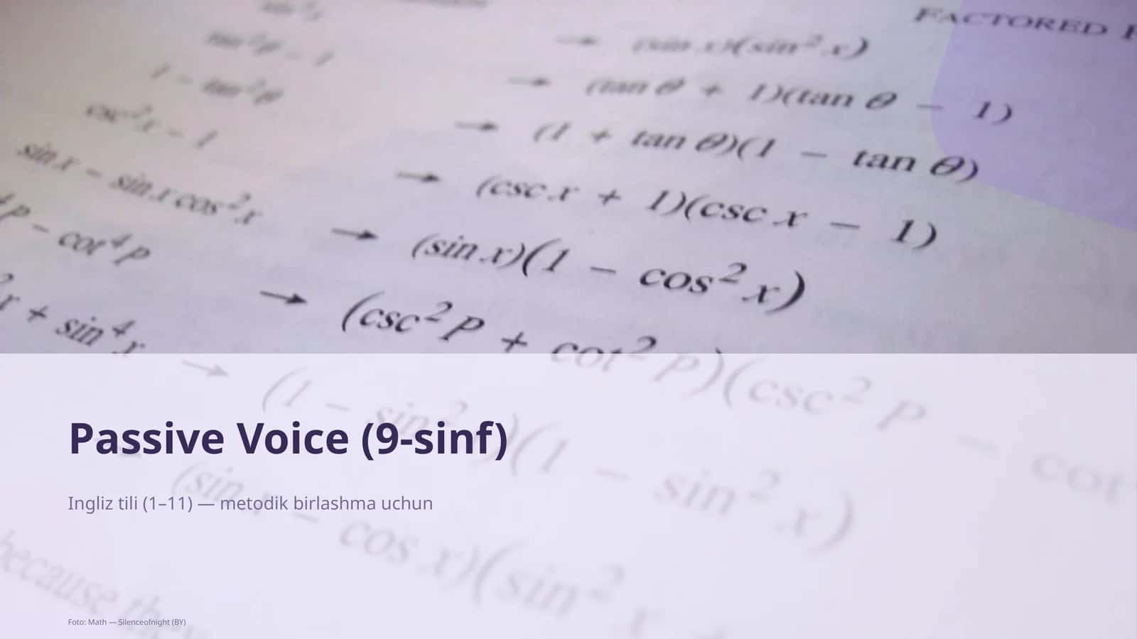 Passive Voice (9-sinf) 1