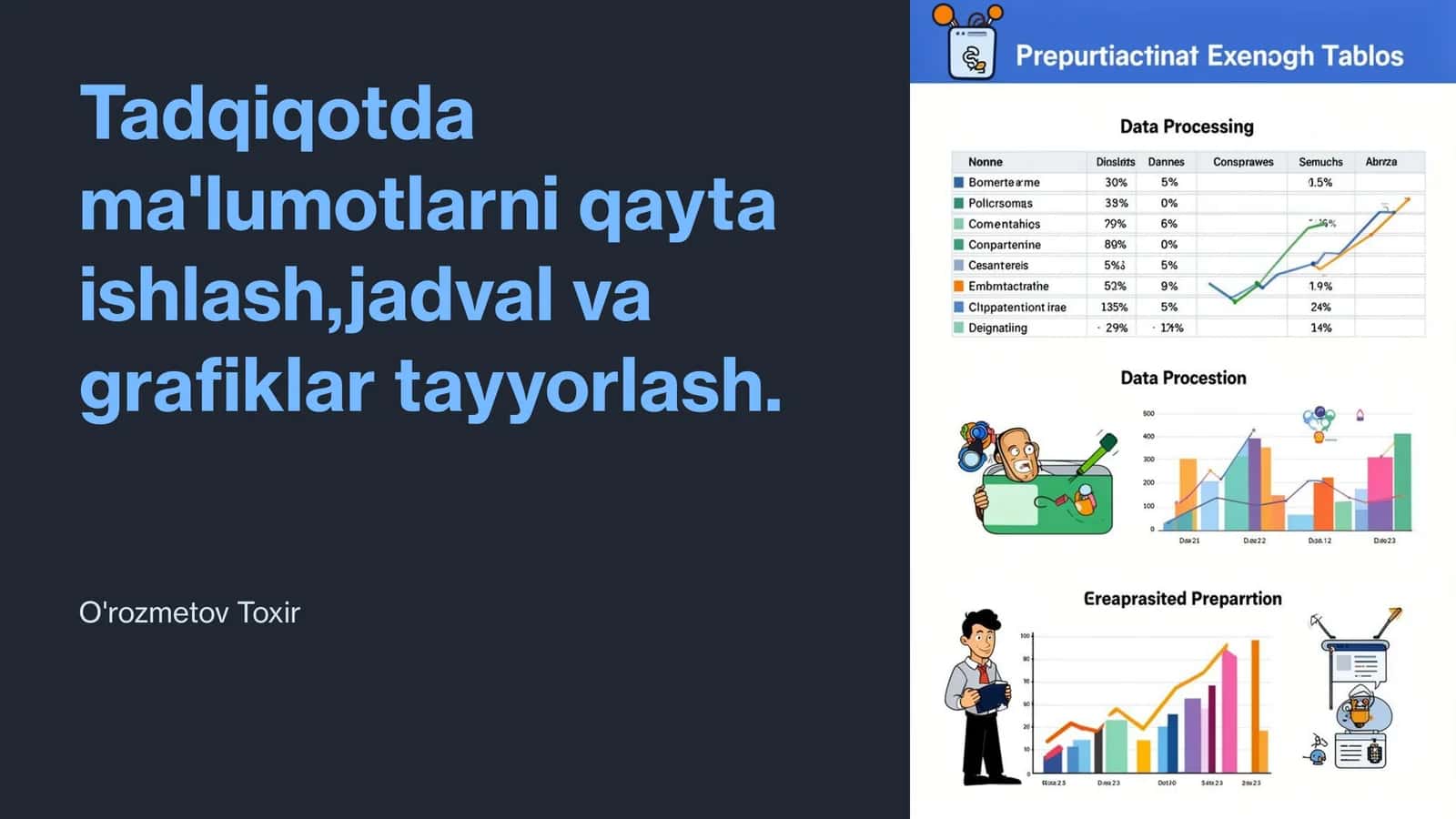 Tadqiqotda ma'lumotlarni qayta ishlash,jadval va grafiklar tayyorlash 1