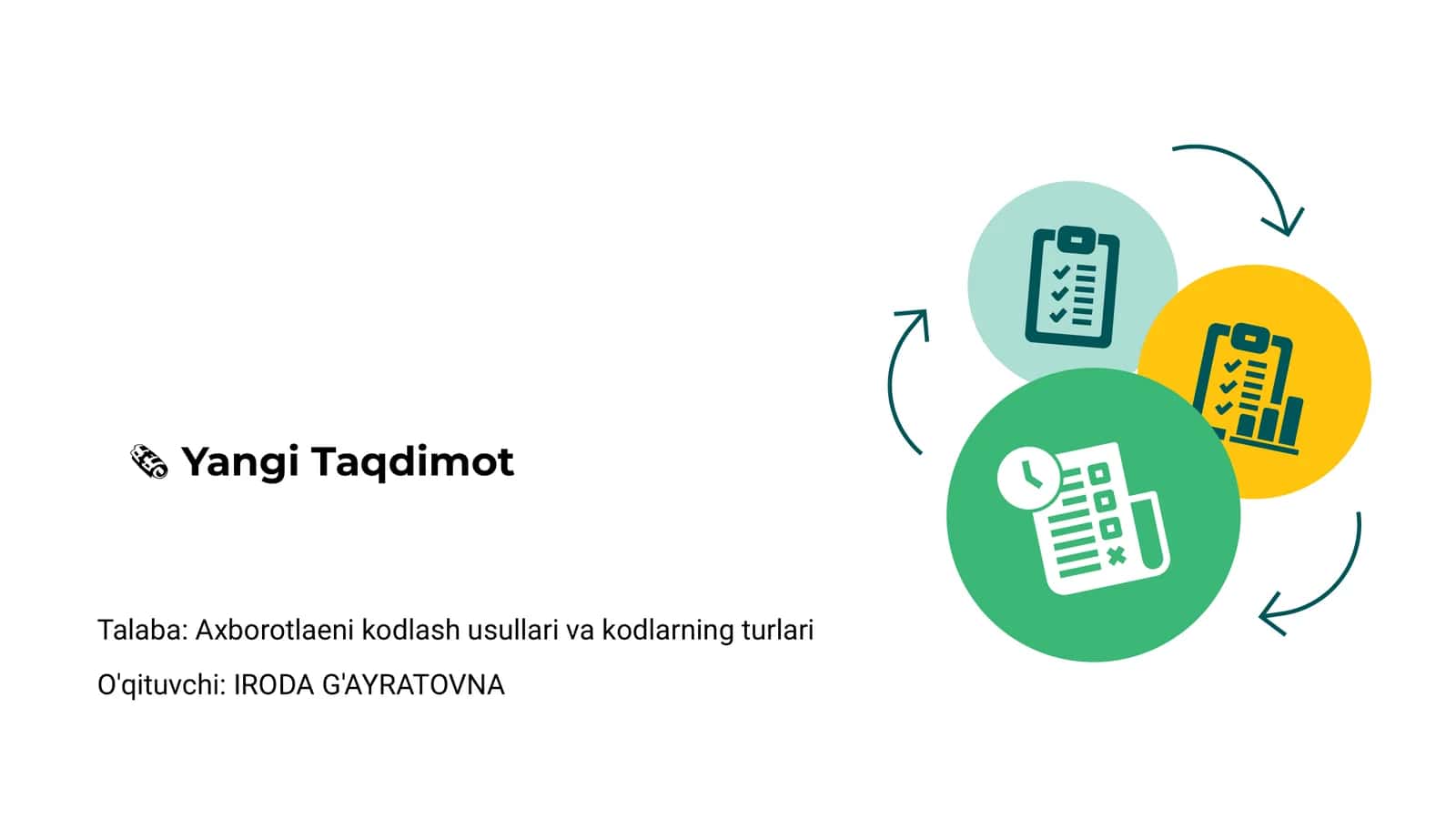 Axborotlaeni kodlash usullari va kodlarning turlari 1